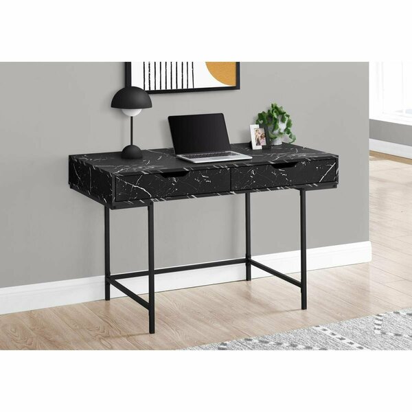 Clean Choice 48 in. Computer Desk Black - Marble-Look & Black Metal CL3079077